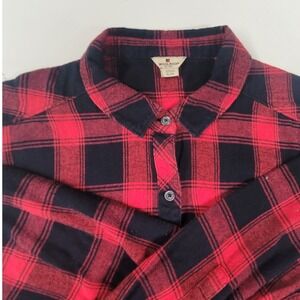 Woolrich‎ Womens Flannel Button Down Shirt Plaid Red Black Long Sleeve XL